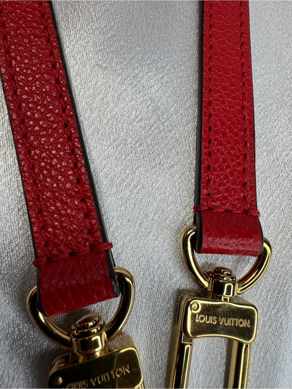 Louis Vuitton Red Leather Strap with Gold Hardware